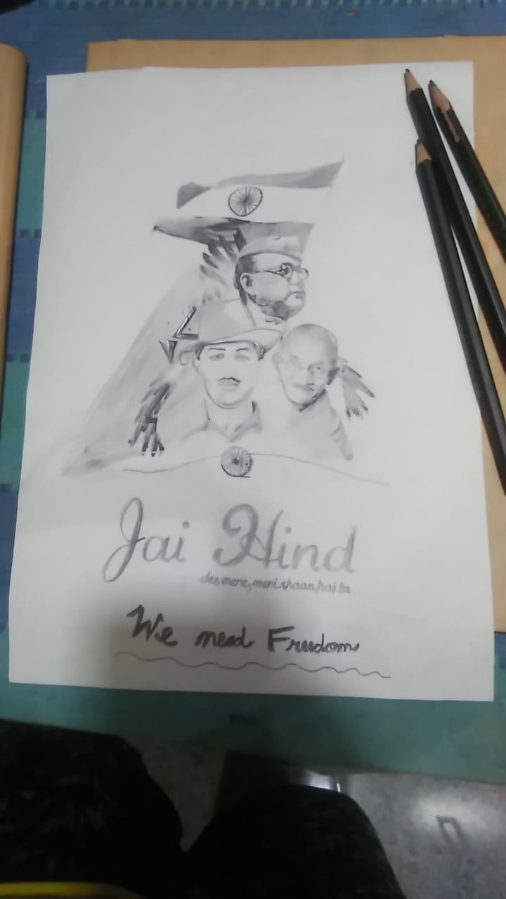 Jai Hind 🇮🇳❤️🙏🏻 #india #independenceday #netaji #gandhiji #bhagatsingh # drawing #art #surajitsarkarart | Instagram